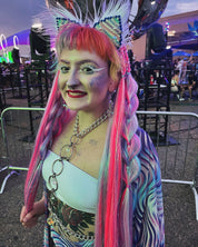 Moth to a Flame - UV Neon Pink Tinsel Braiding Hair