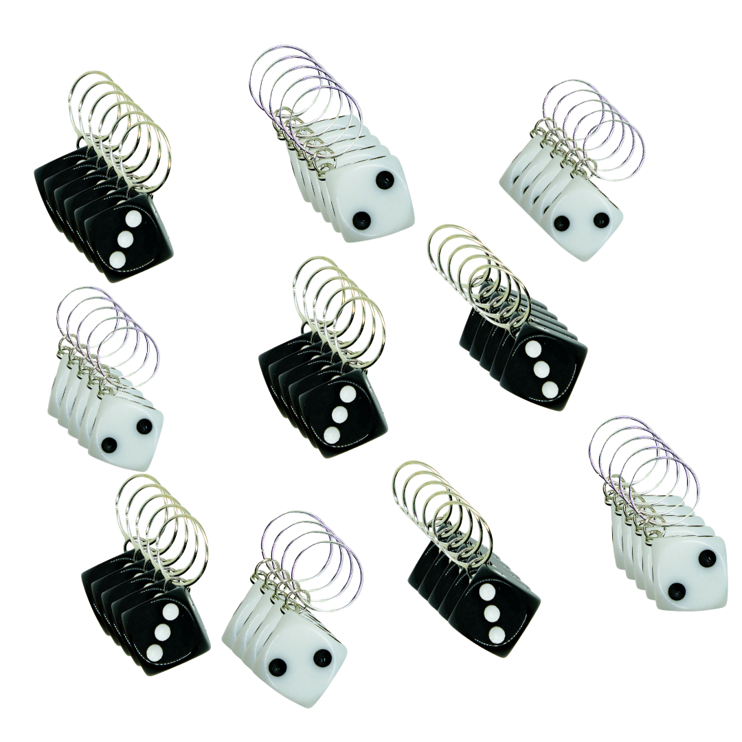 Black & White Dice Charms - 50 pack