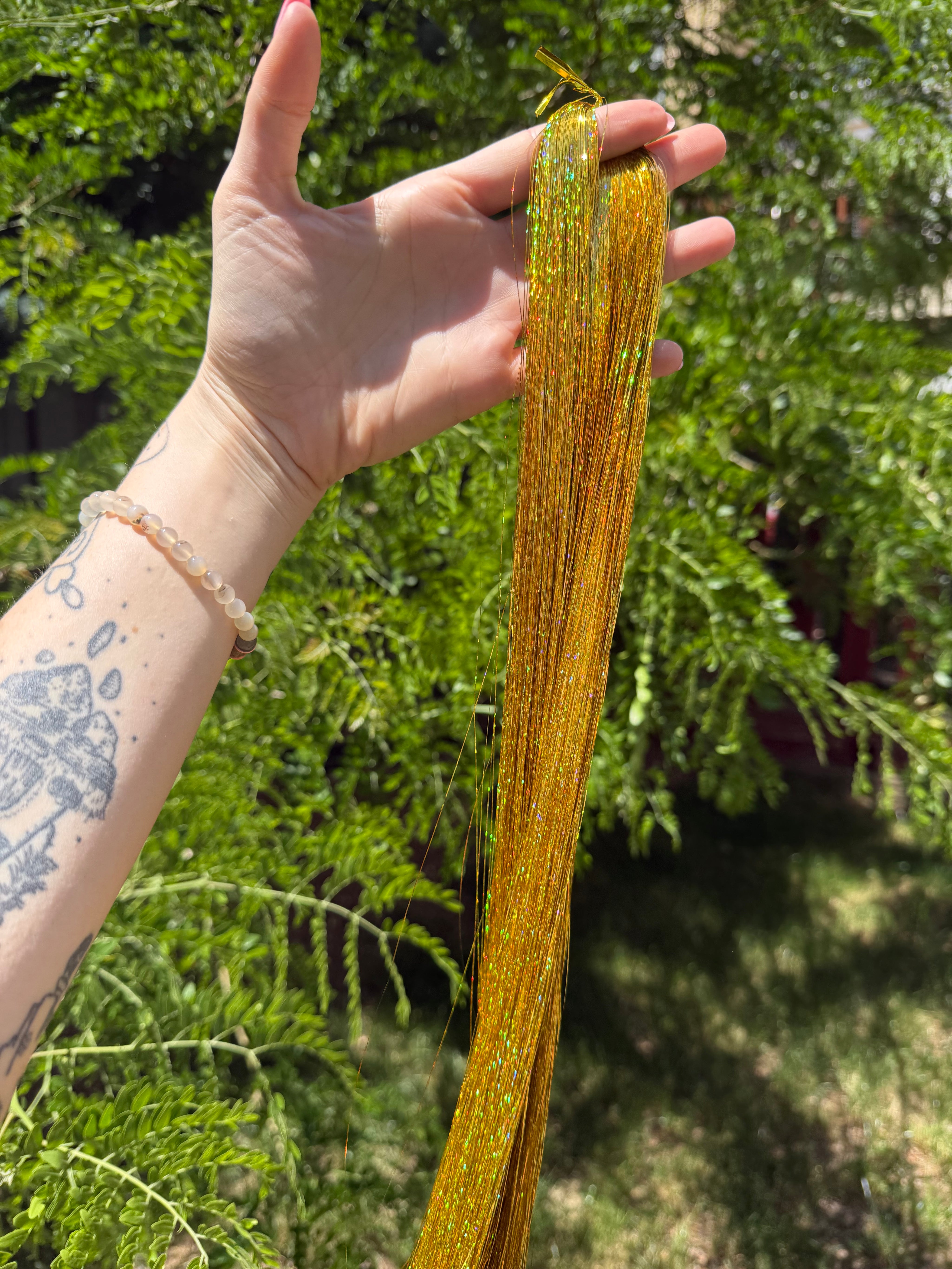 Gold Tinsel Extensions - 20g
