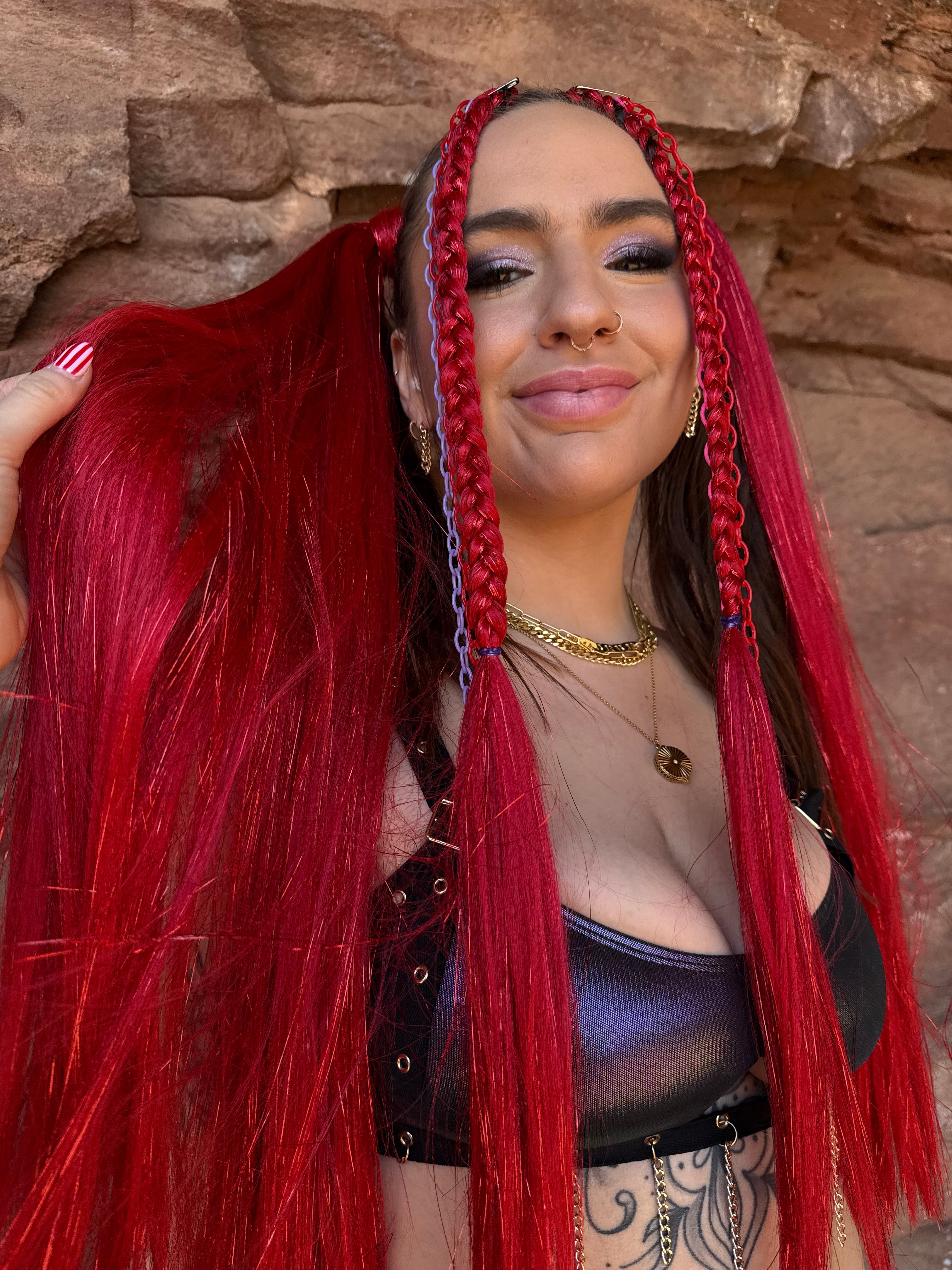 Cherry On Top - Long Tinsel Ponytail Extension
