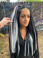 Disco - Silver with Rainbow Tinsel Braiding Hair