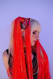 Rush Hour - Red Orange Tinsel Braiding Hair