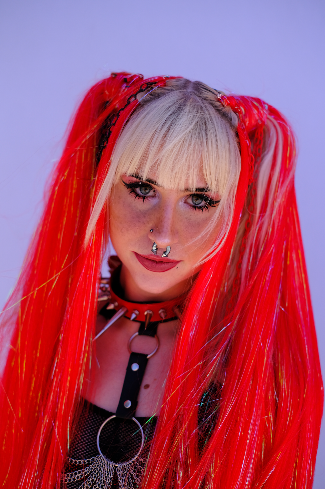 Rush Hour - Red Orange Tinsel Braiding Hair