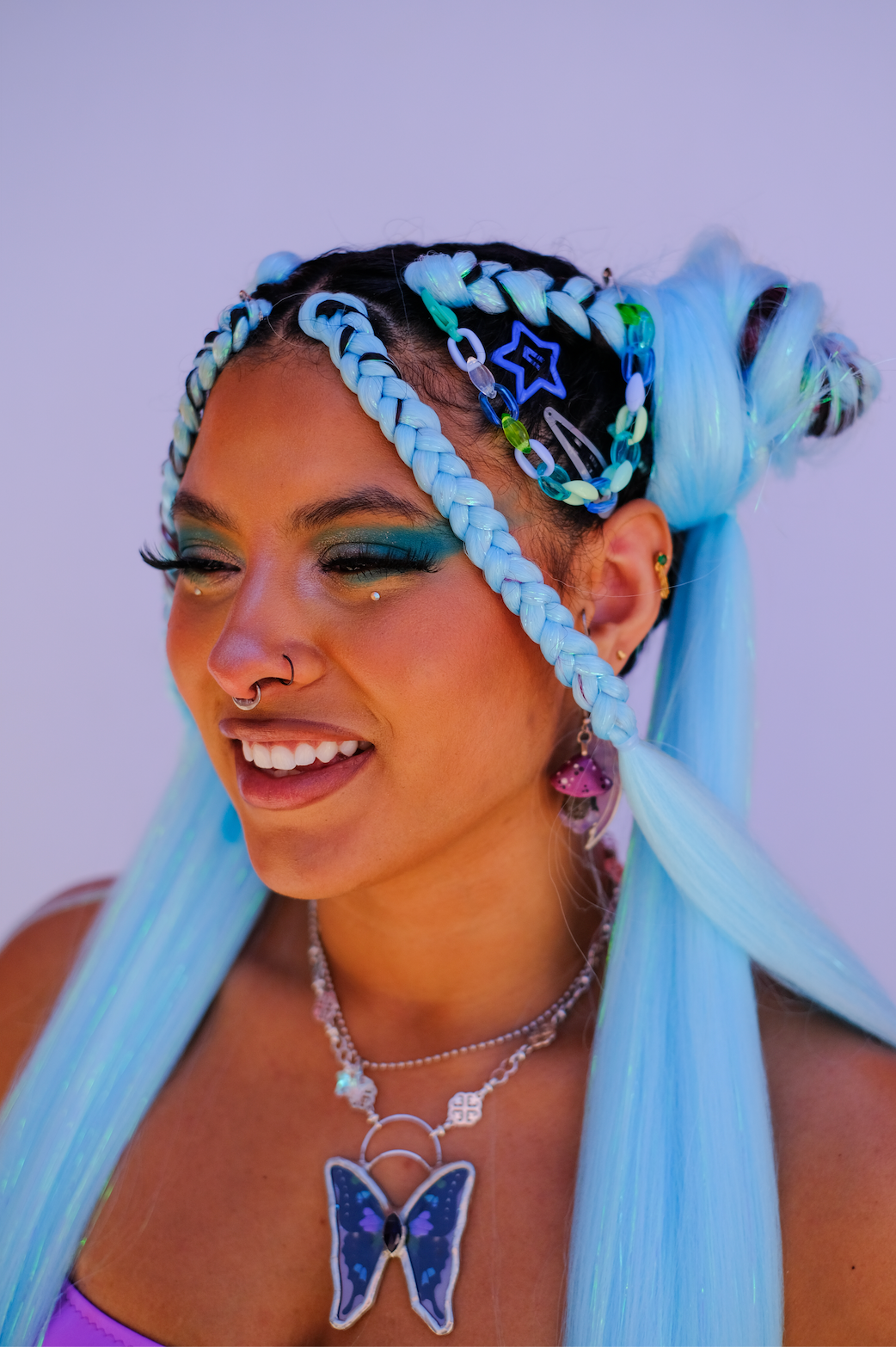 Gen Z - Icy Blue Tinsel Braiding Hair