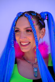 Tapped Out - Indigo Tinsel Braiding Hair