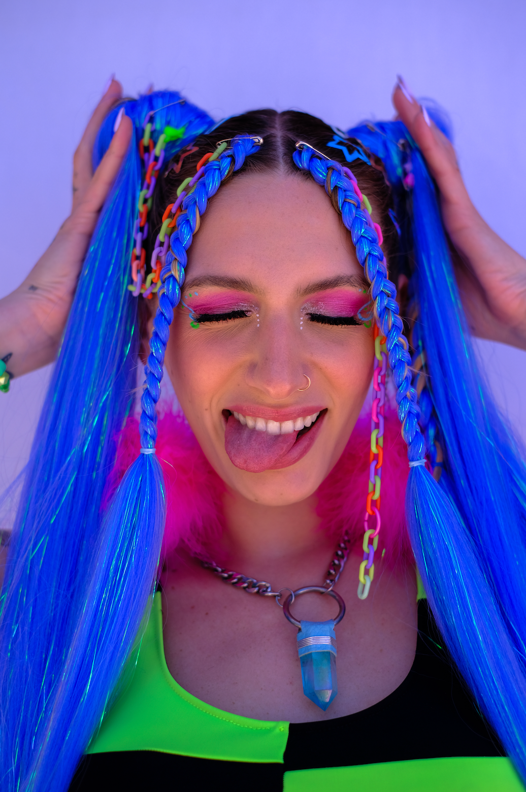 Tapped Out - Indigo Tinsel Braiding Hair