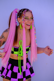 Shortcake - Candy Pink Tinsel Braiding Hair