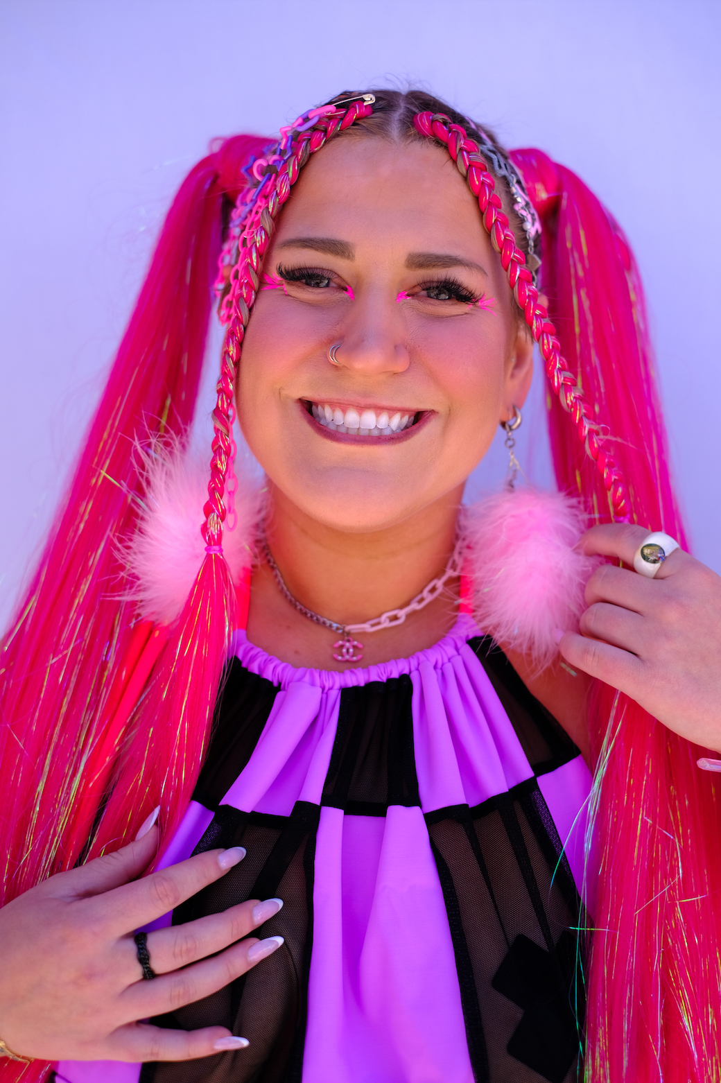 Mob Wife - Fruity Pink Tinsel Braiding Hair