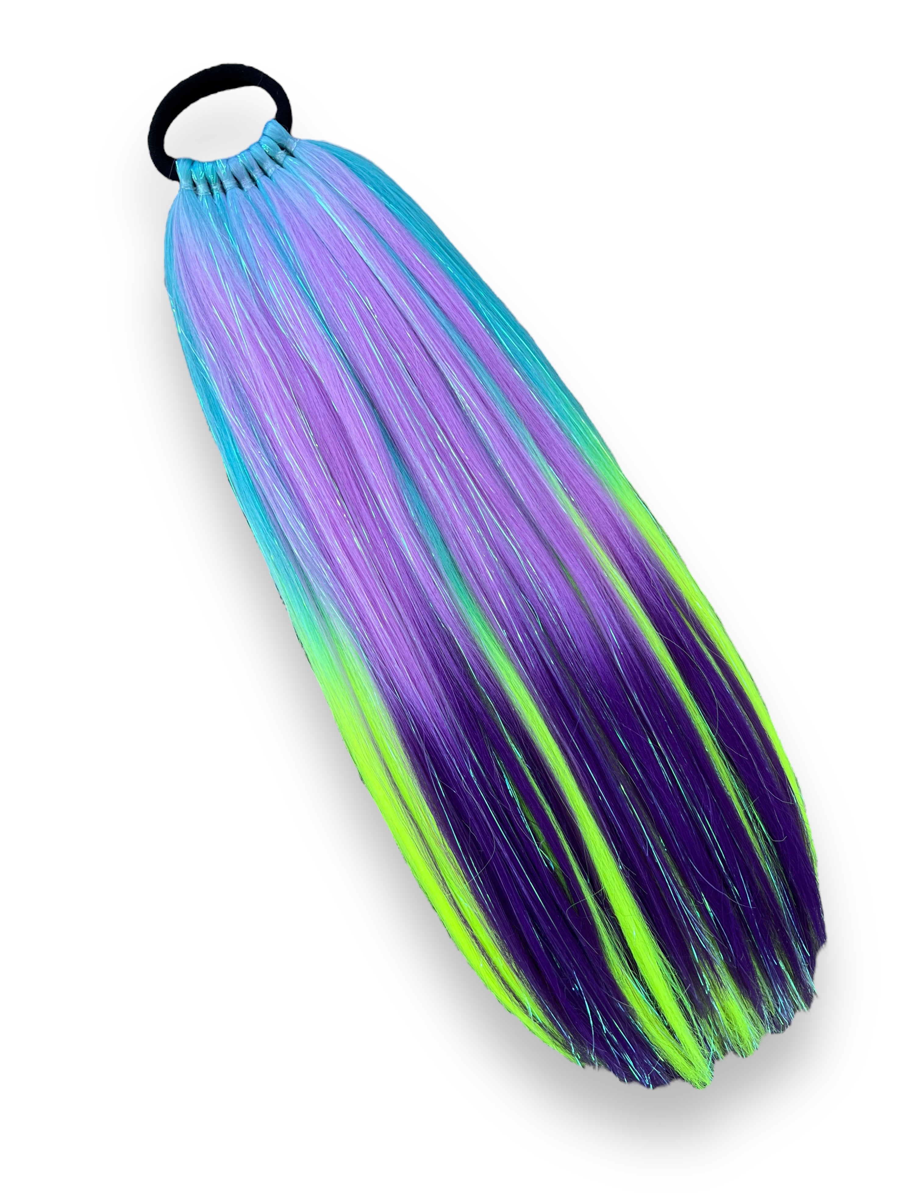 Teal with Iridescent Tinsel Ponytail Extension