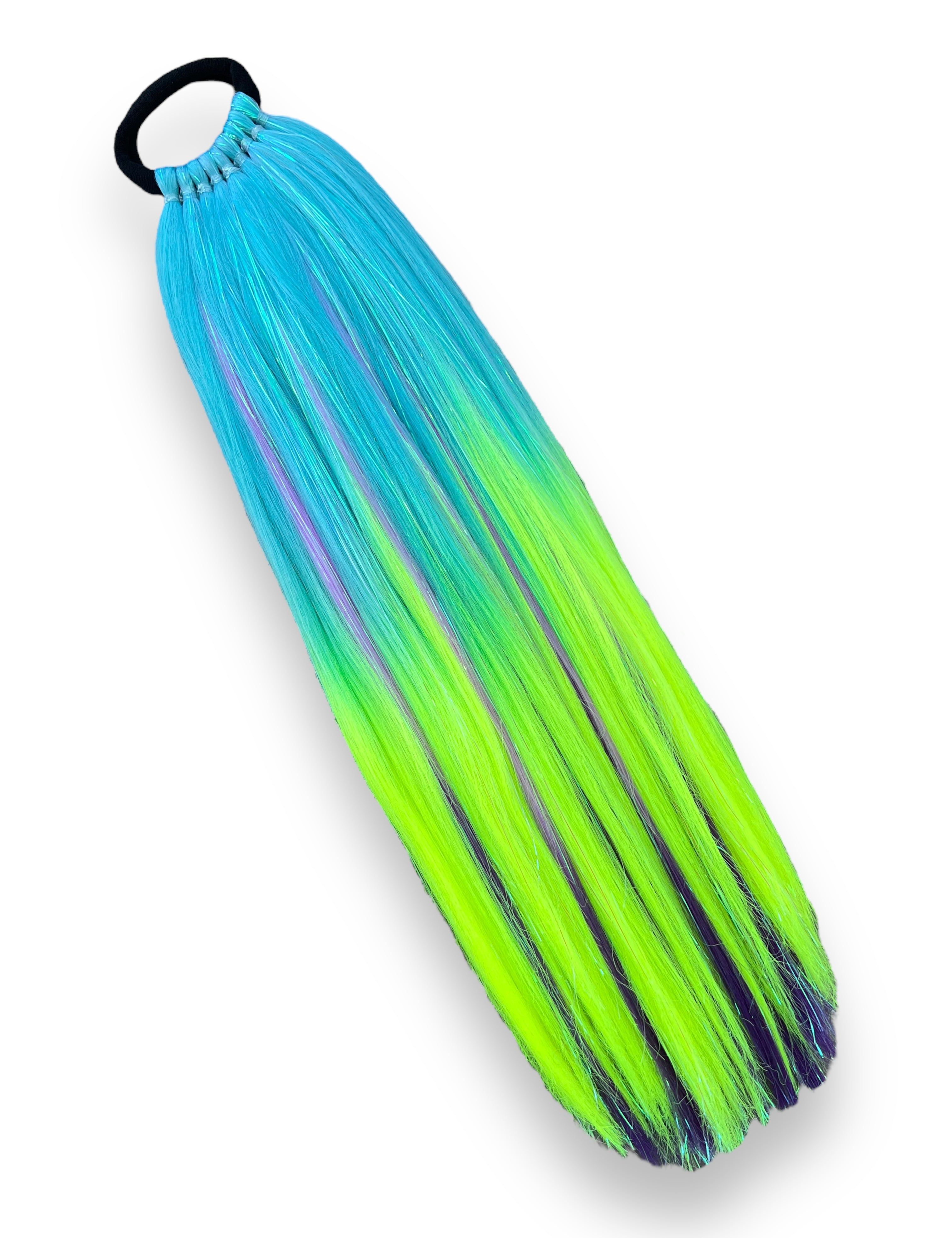 Teal with Iridescent Tinsel Short Ponytail Extension