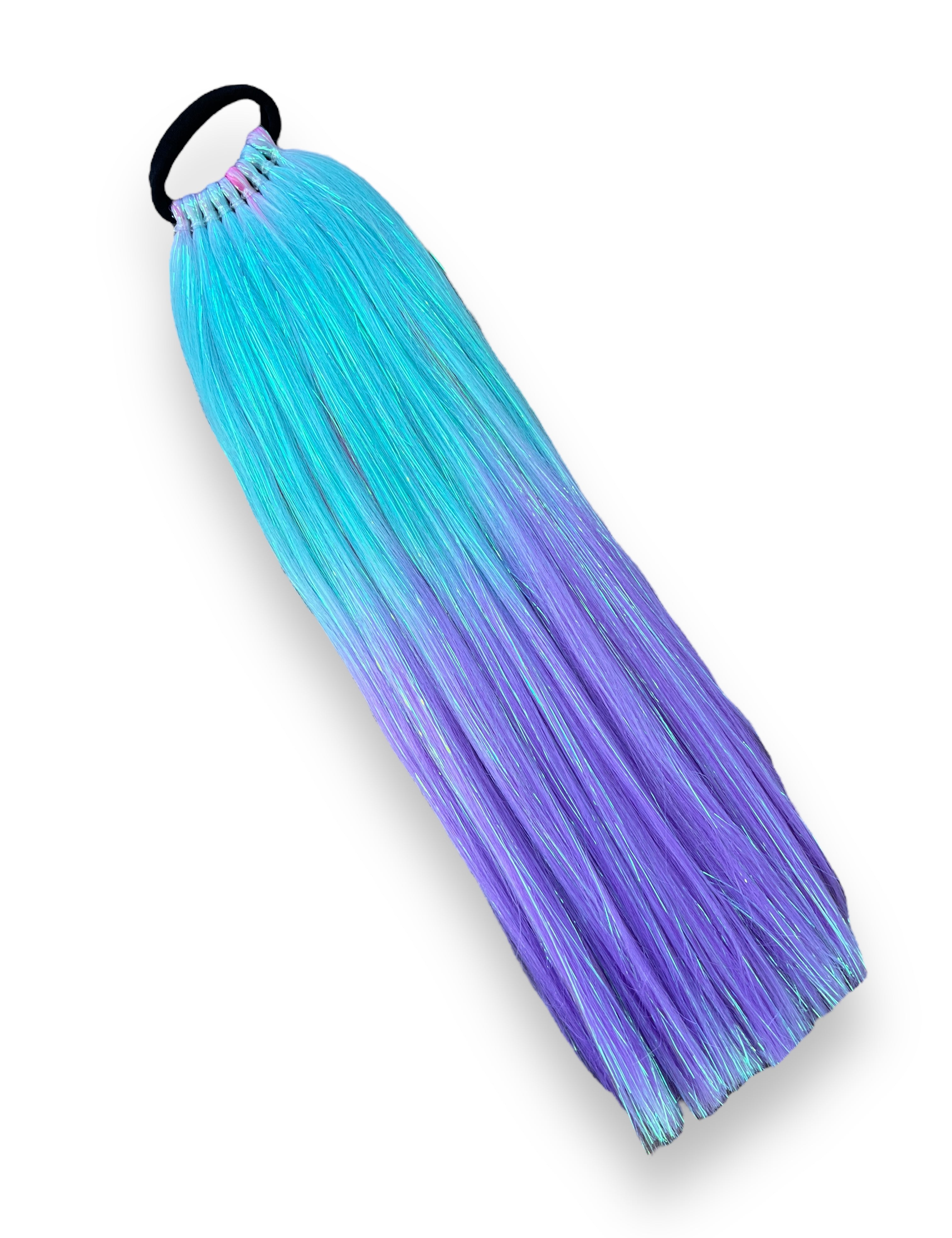Teal with Iridescent Tinsel Hair Extension