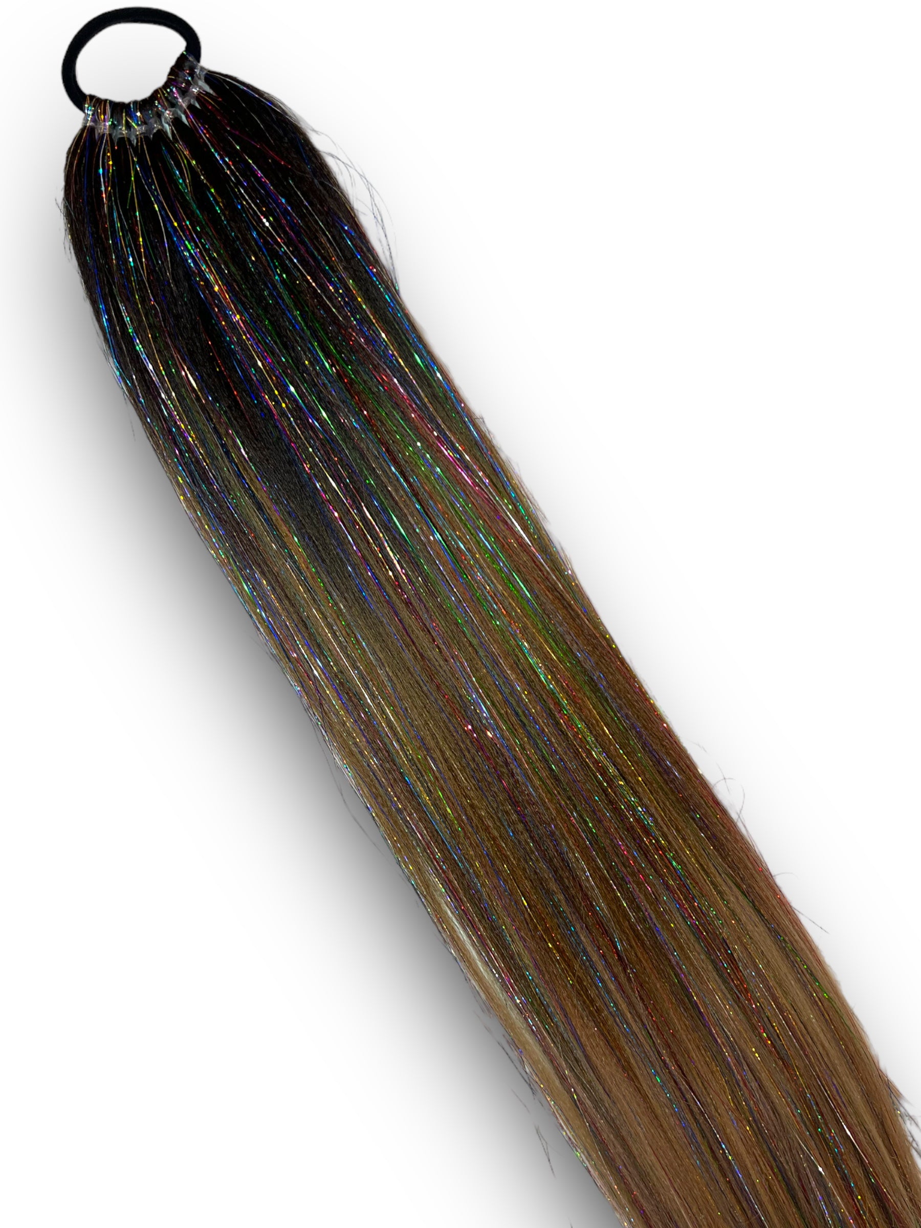 Raven - Long Natural Ombre Tinsel Ponytail Extension