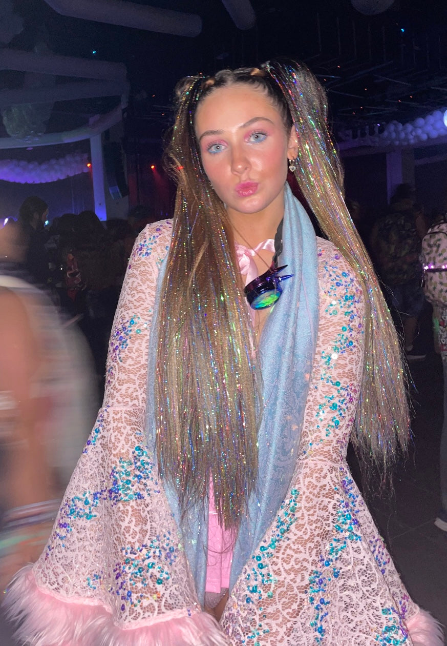 Raven - Long Natural Ombre Tinsel Ponytail Extension