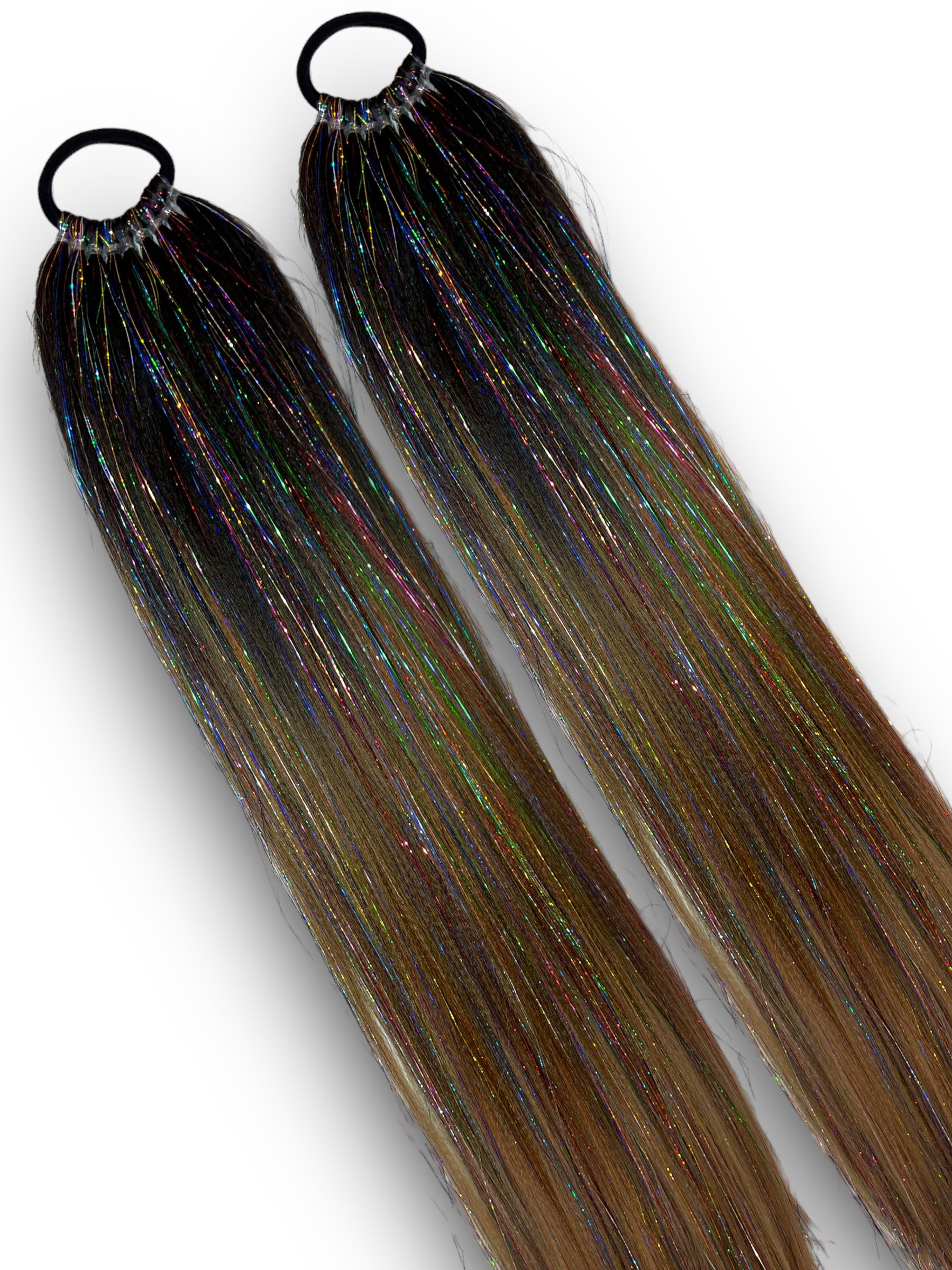 Raven - Long Natural Ombre Tinsel Ponytail Extension