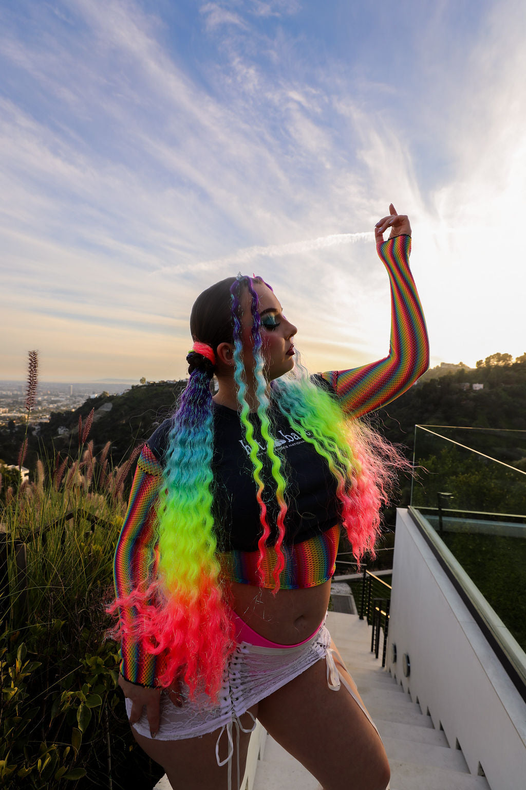 Fast & Left - Ombré Tinsel Curly Hair