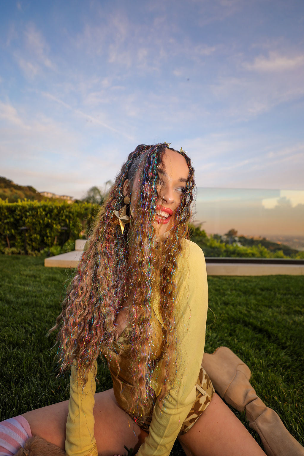 Raven - Ombré Tinsel Curly Hair