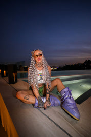 Disco - Silver with Rainbow Tinsel Curly Hair