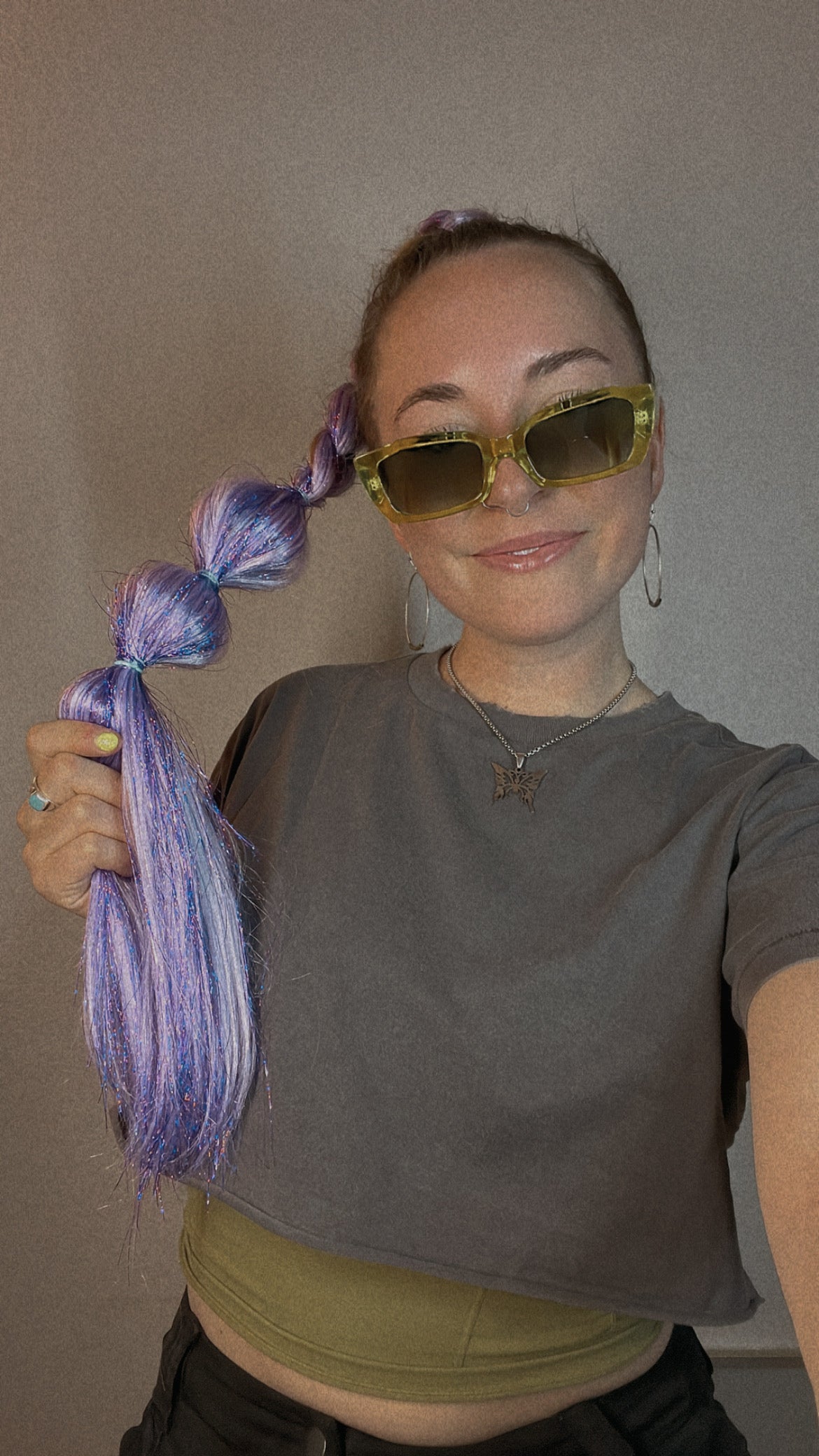 The Star  - Purple Tinsel Ponytail Extension