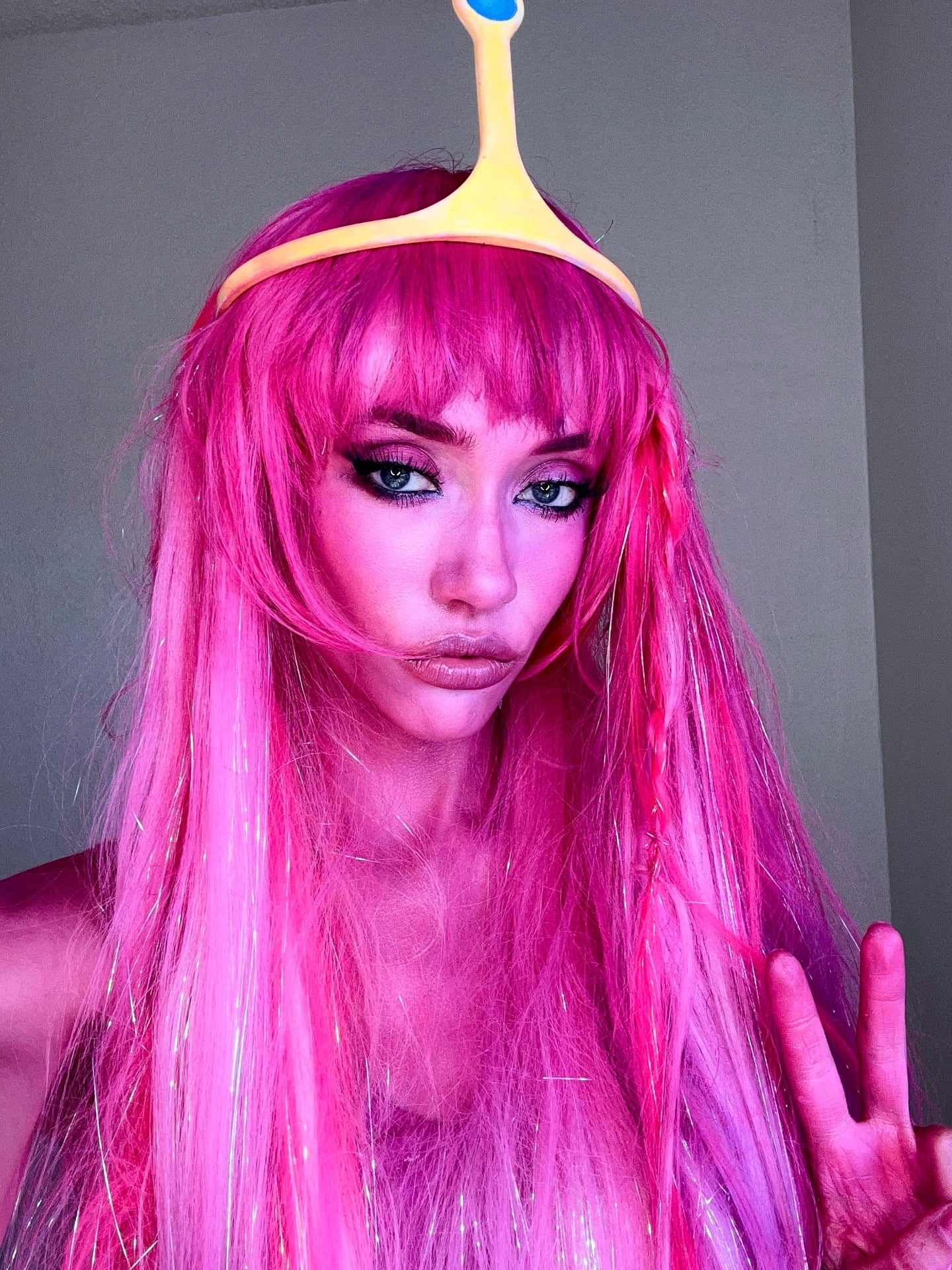 Shortcake - Candy Pink Tinsel Braiding Hair