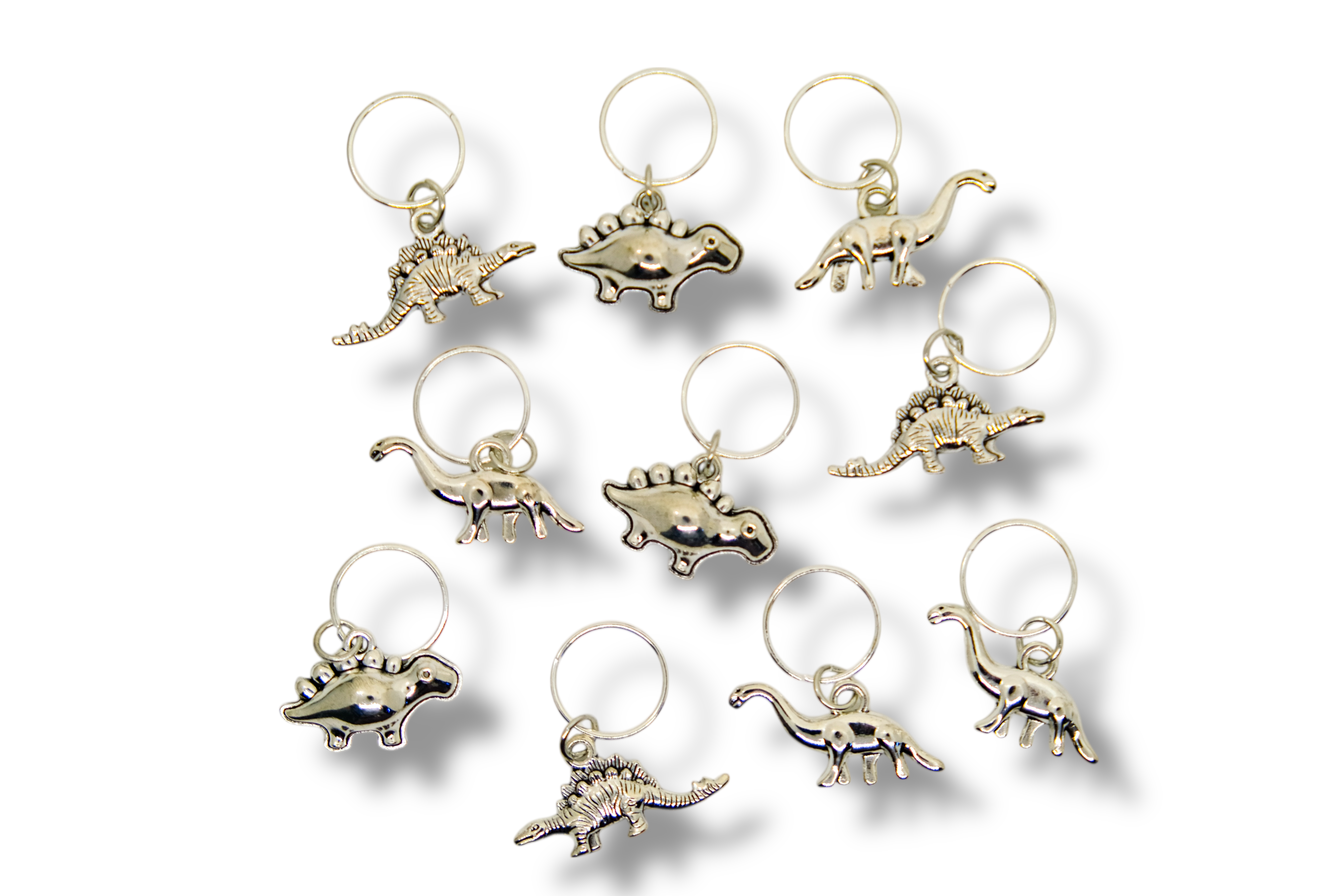 Silver Dino Charm 10 Pack
