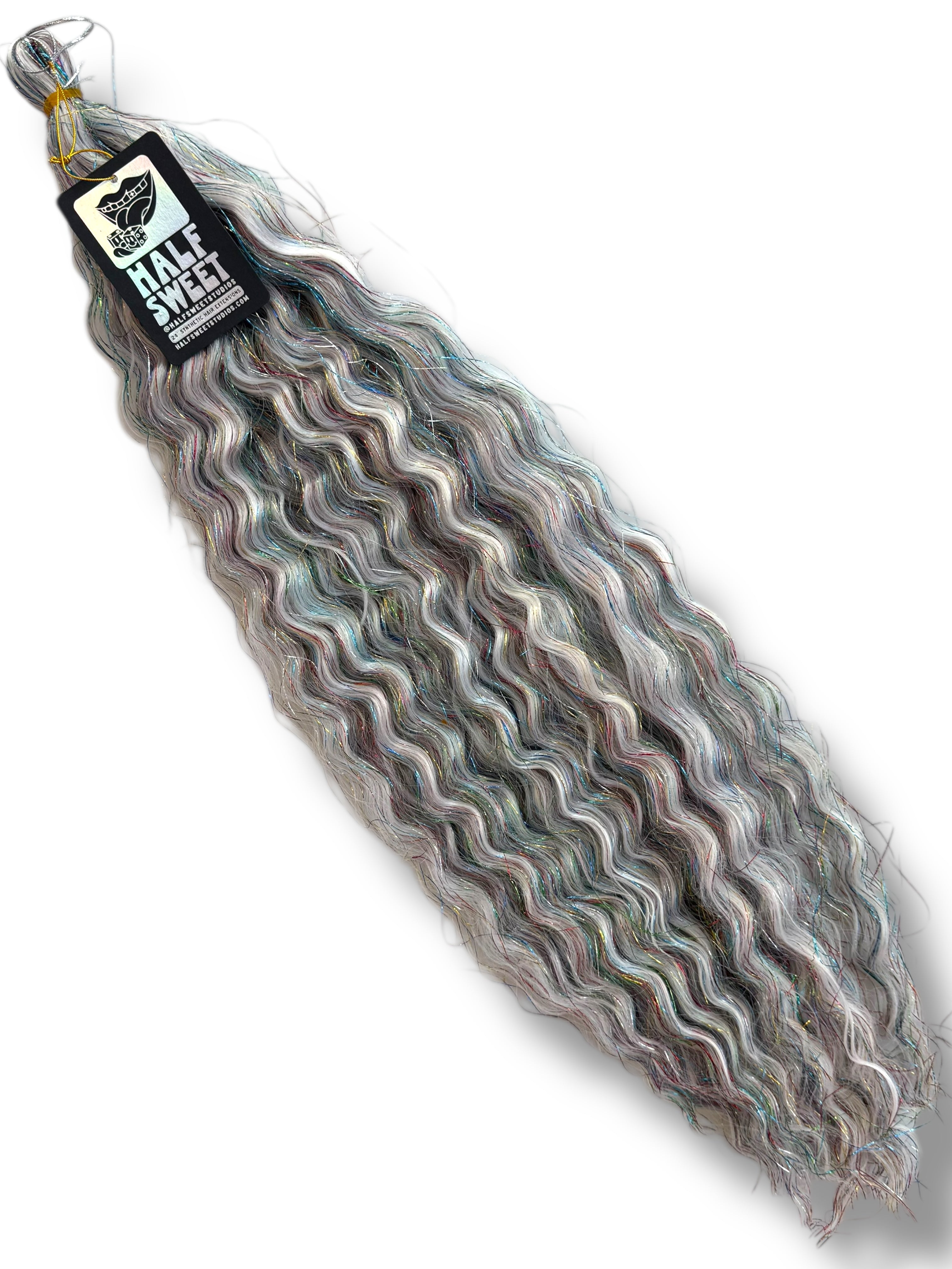 Disco - Silver with Rainbow Tinsel Curly Hair