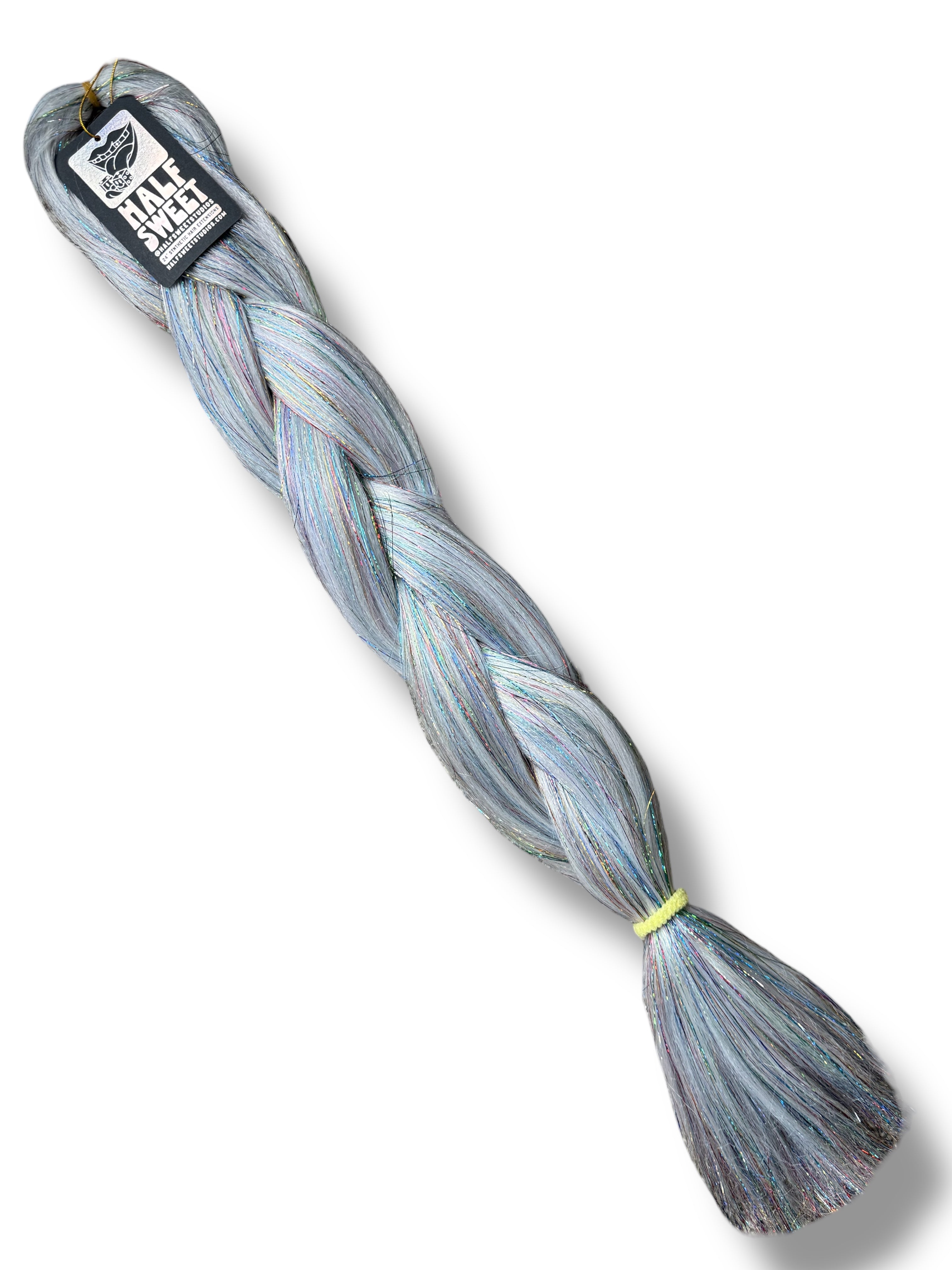 Disco - Silver with Rainbow Tinsel Braiding Hair