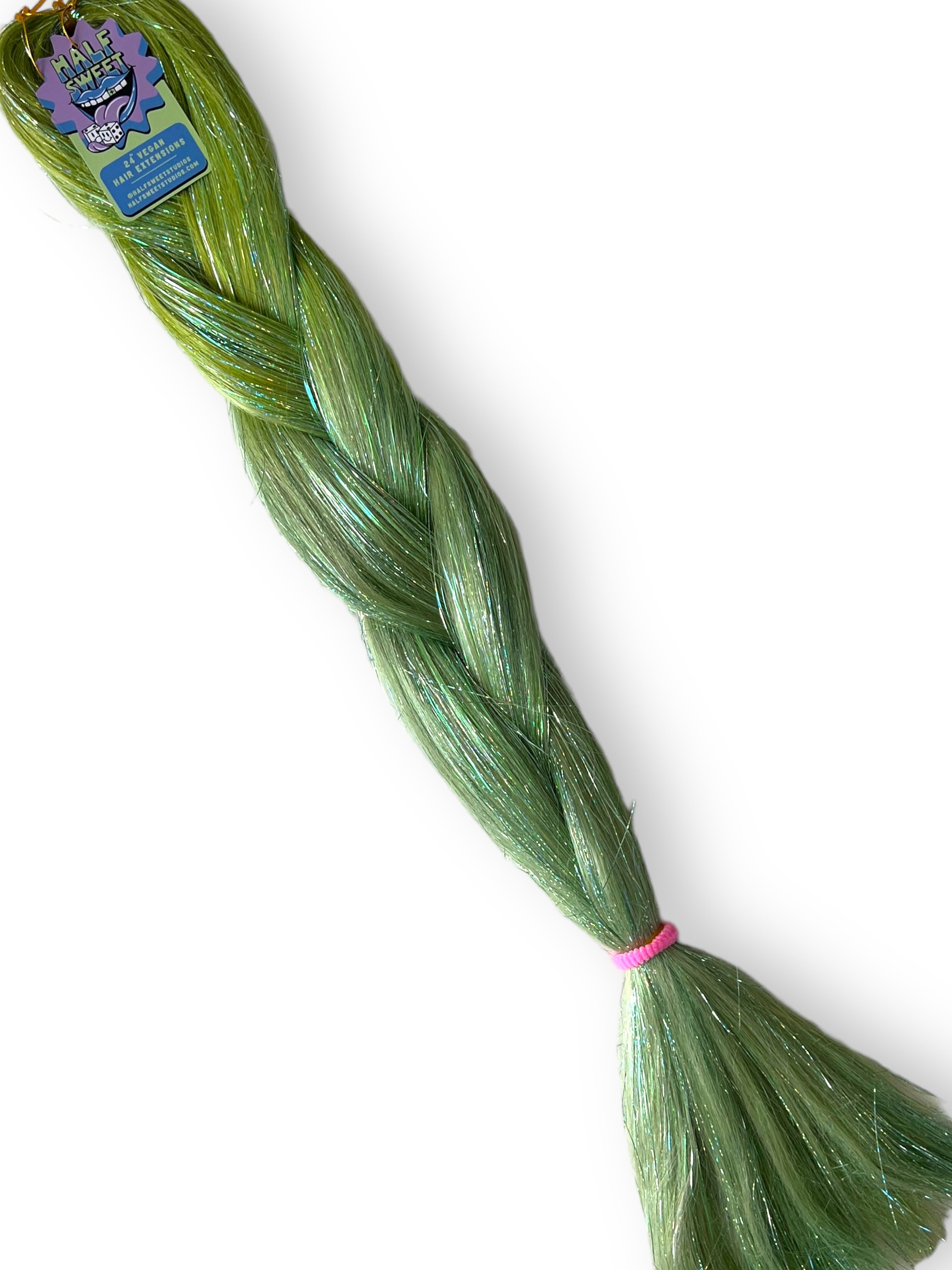 Fae - Sage Green Ombre Tinsel Braiding Hair