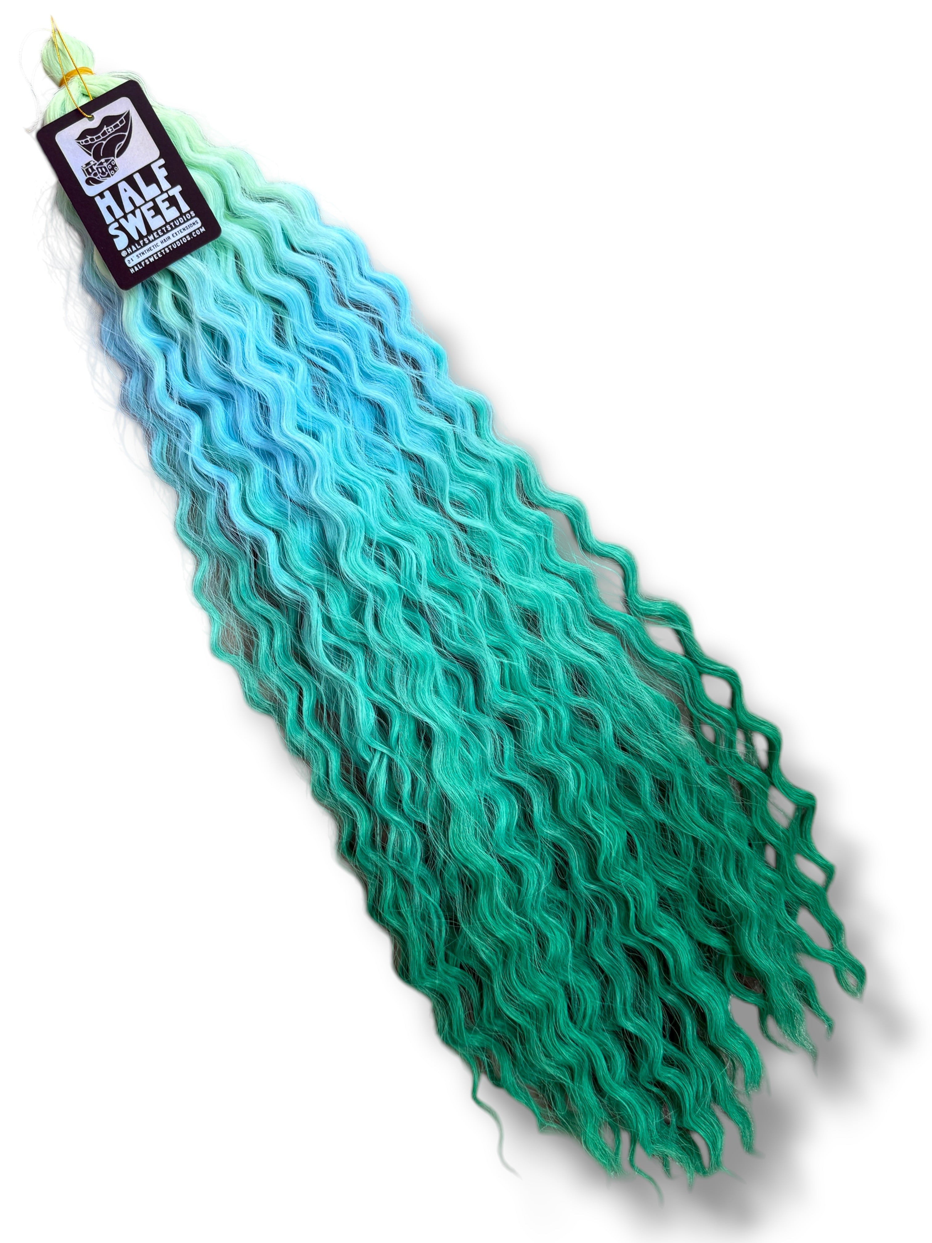 First Encounter - Blue & Green Ombré Curly Hair Extensions