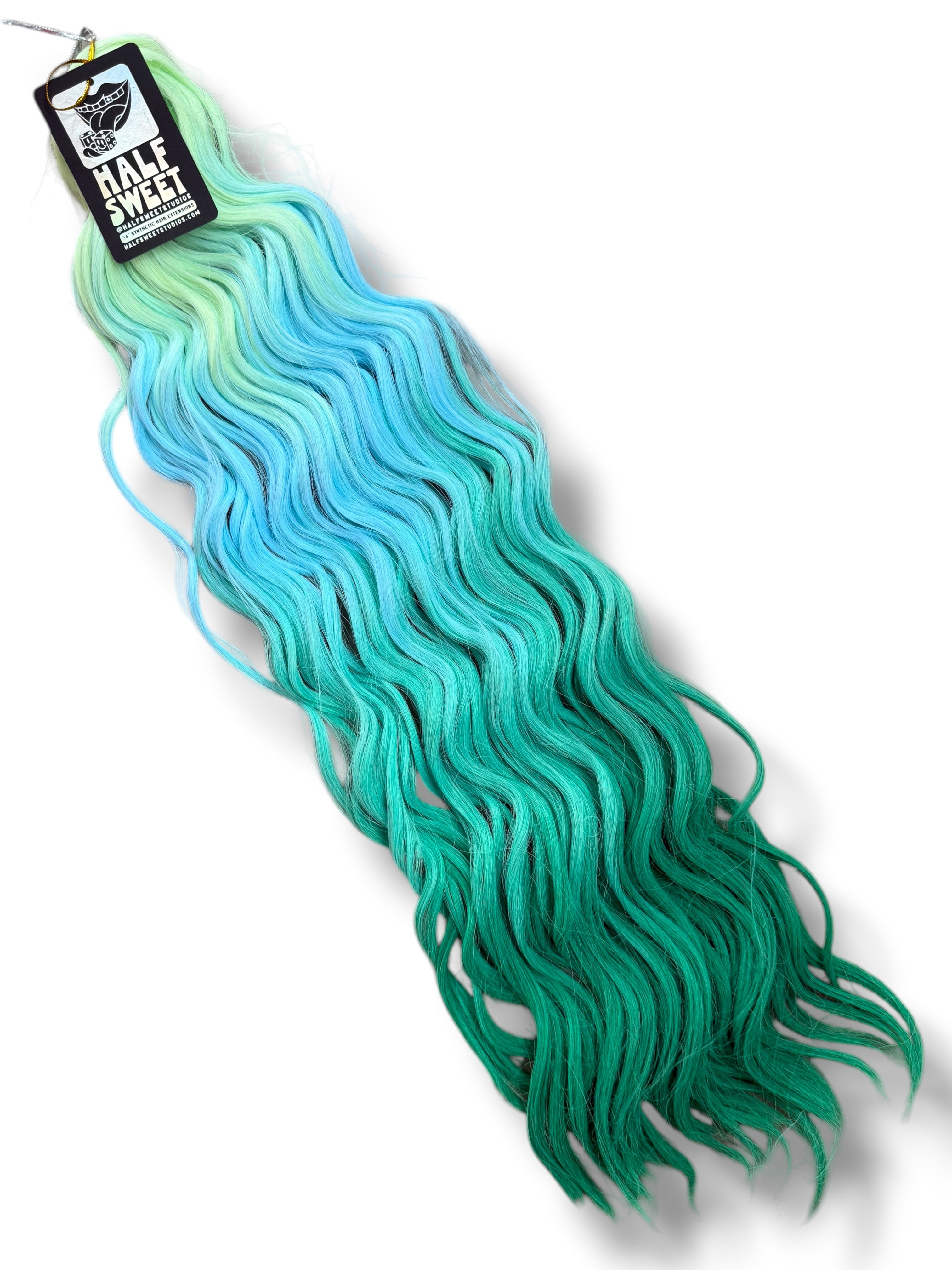 First Encounter - Blue & Green Ombré Wavy Hair Extensions