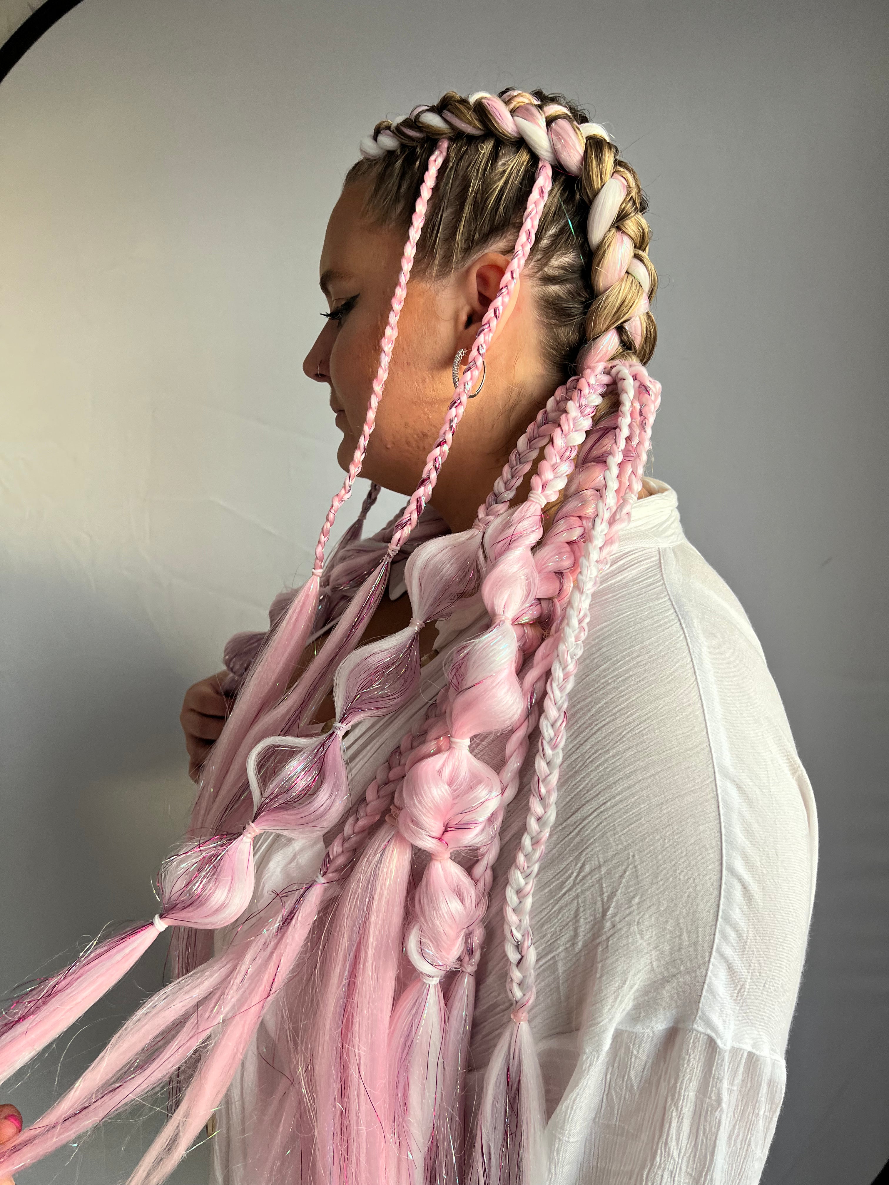 Zia - Pink Glow in the Dark Braiding Hair