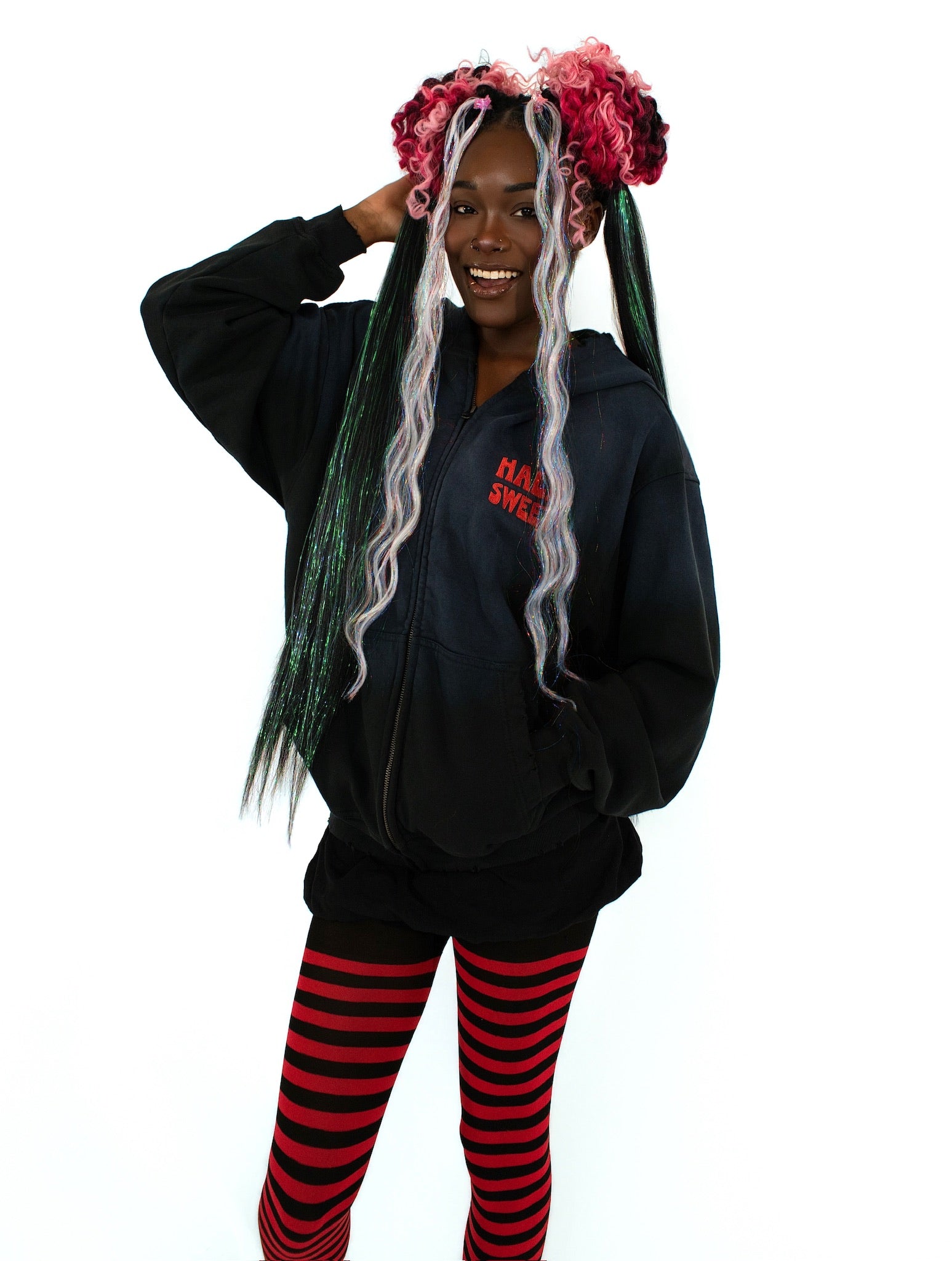 "Sweet As Can Be" Potassium Black Zip-Up (Distressed)