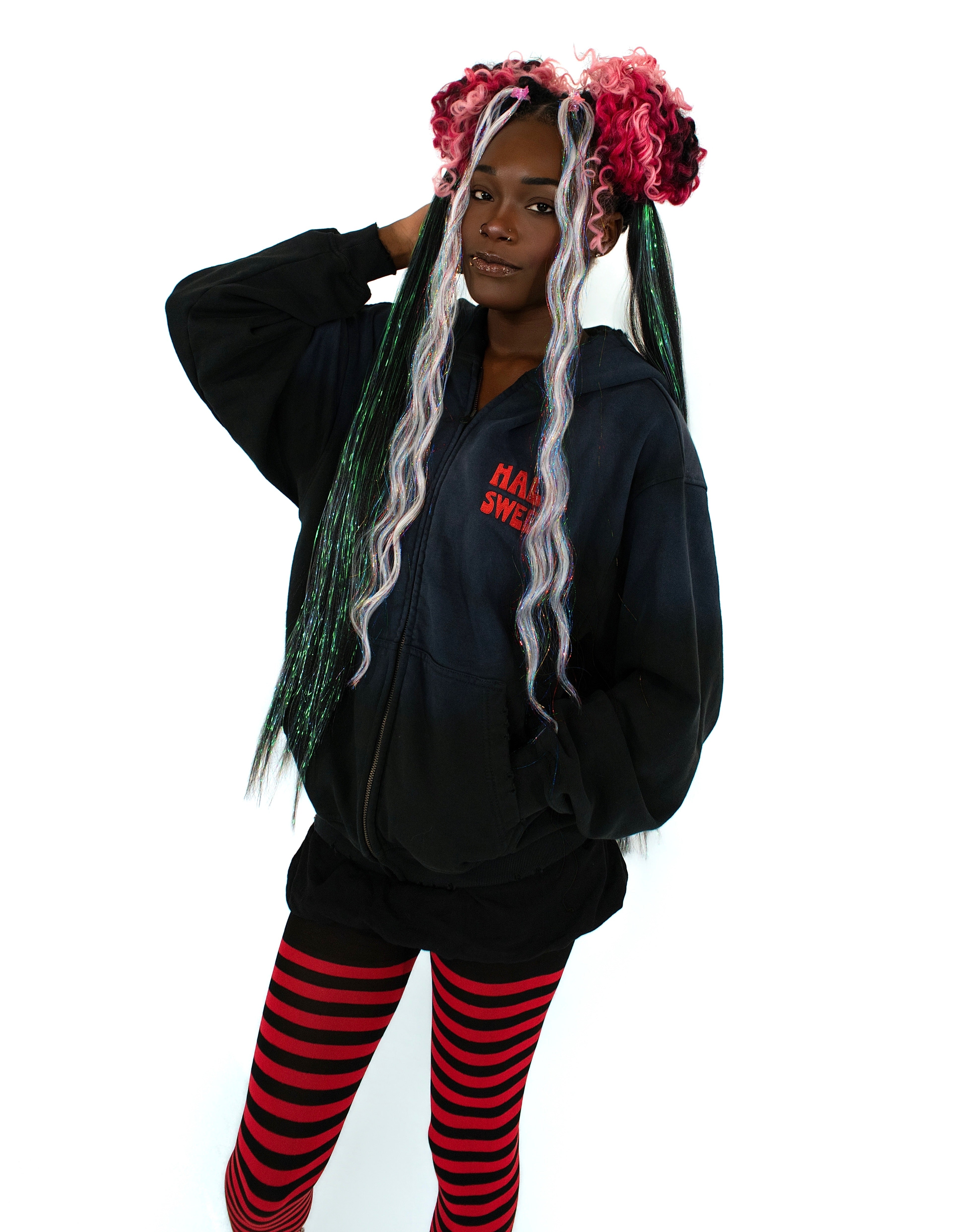 "Sweet As Can Be" Potassium Black Zip-Up (Distressed)