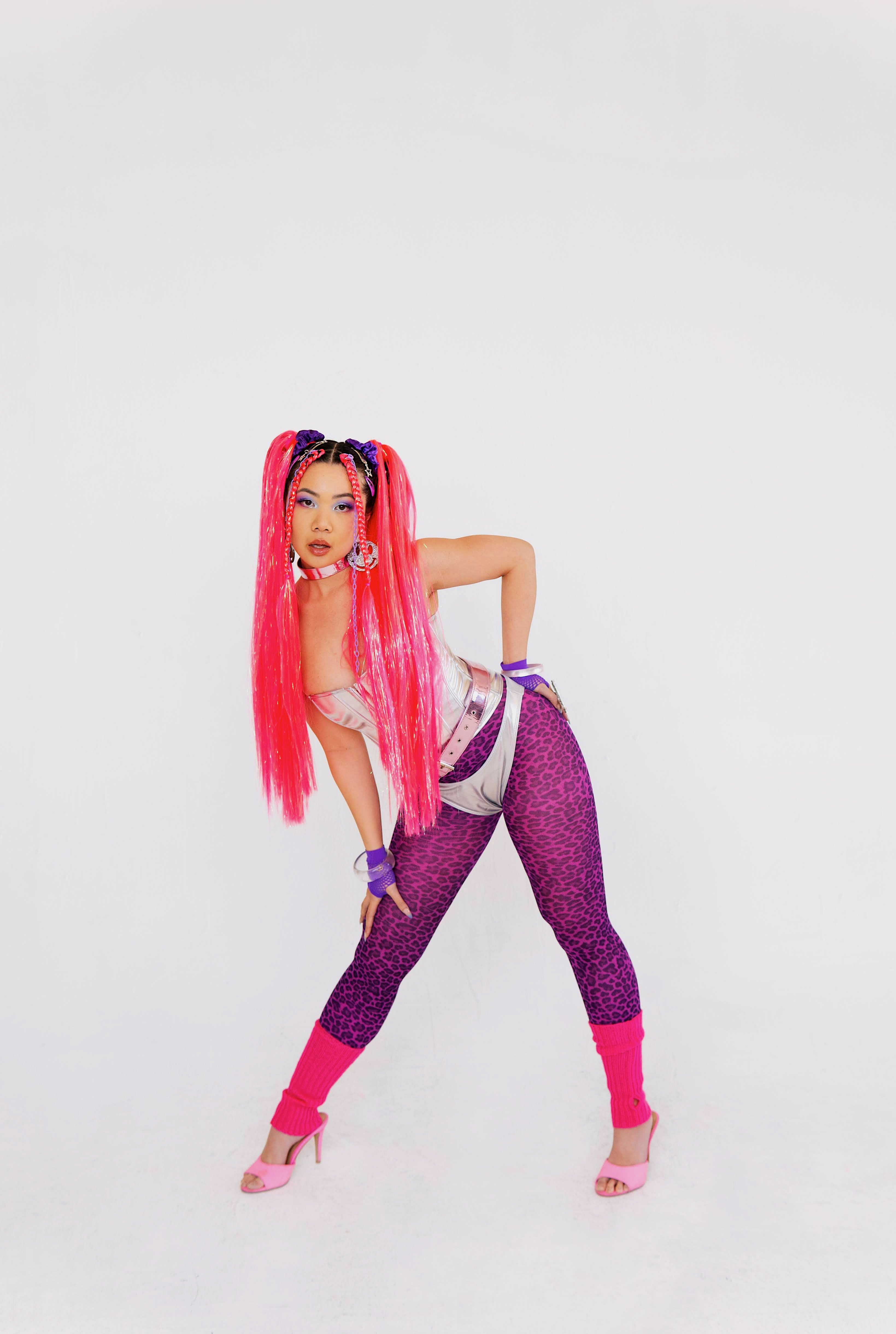 Moth to a Flame - UV Neon Pink Tinsel Braiding Hair