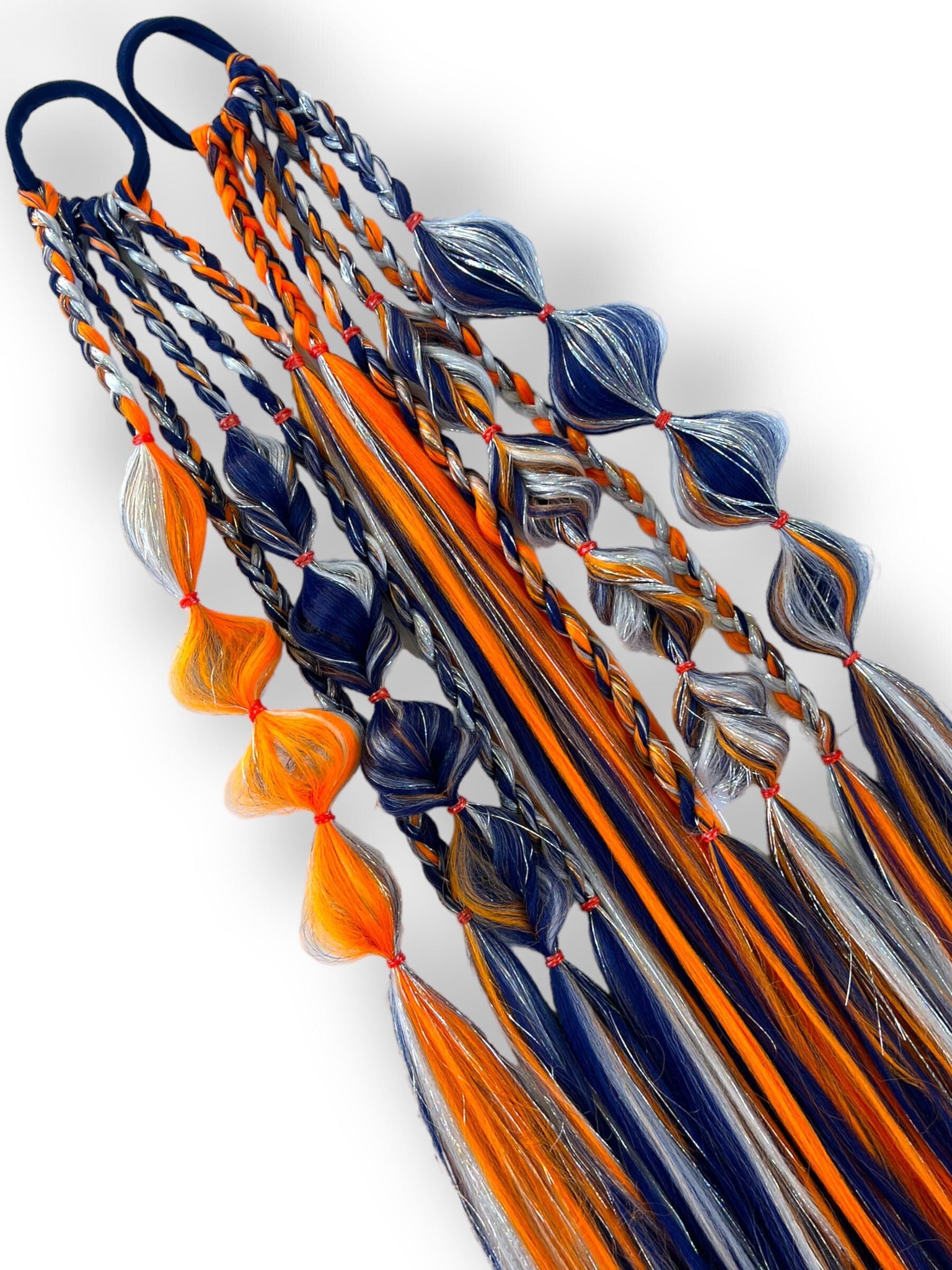 Blue & Orange SPORTS - Tie-In Braid Extension Set of 2