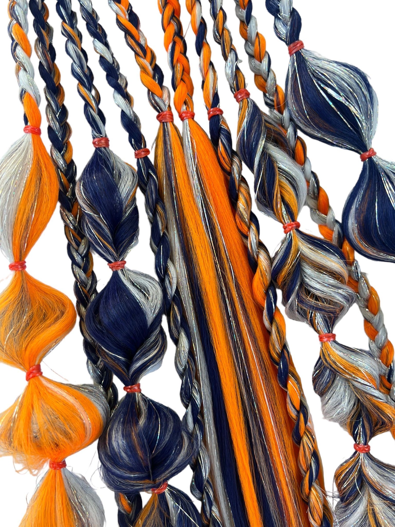Blue & Orange SPORTS - Tie-In Braid Extension Set of 2