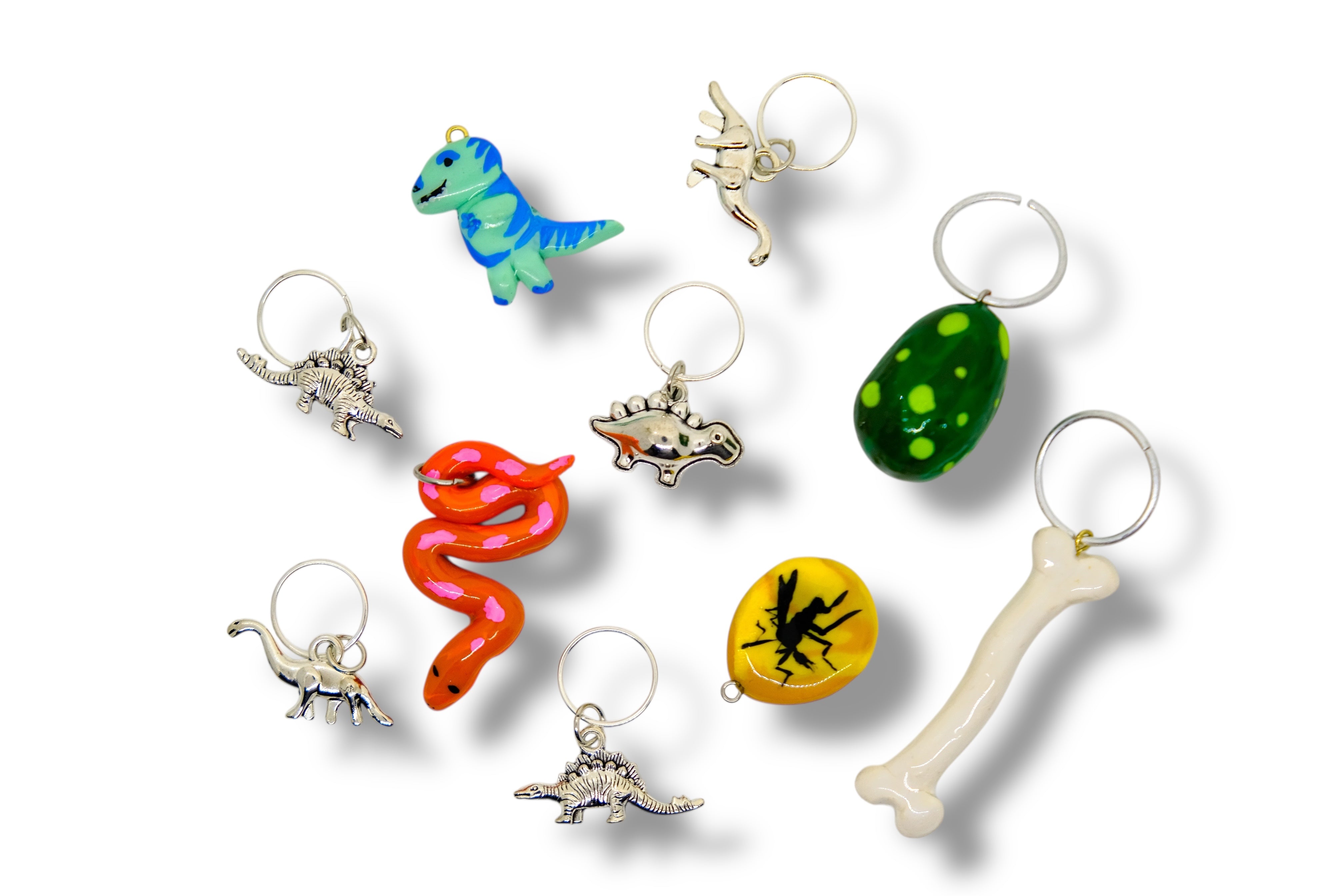 Hand Painted & Silver Dino Charm Mystery 10 Pack