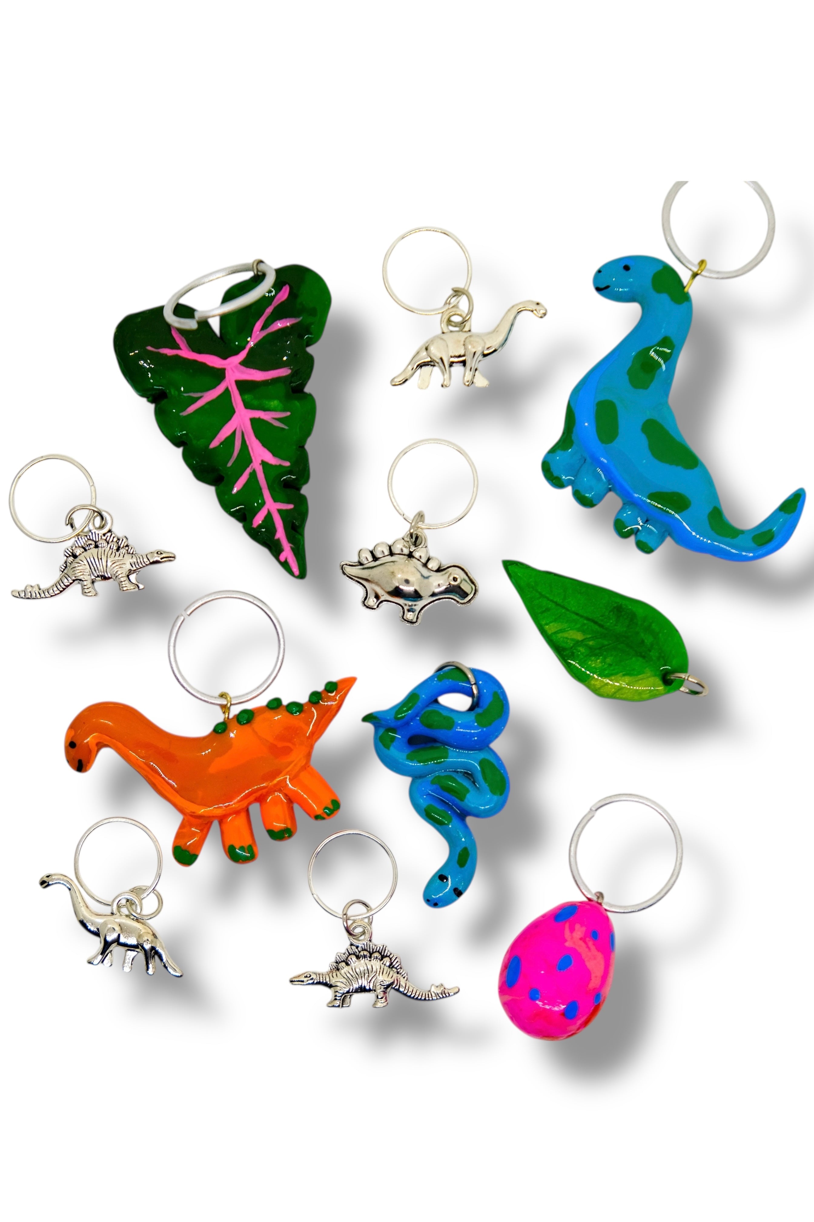 Hand Painted & Silver Dino Charm Mystery 10 Pack