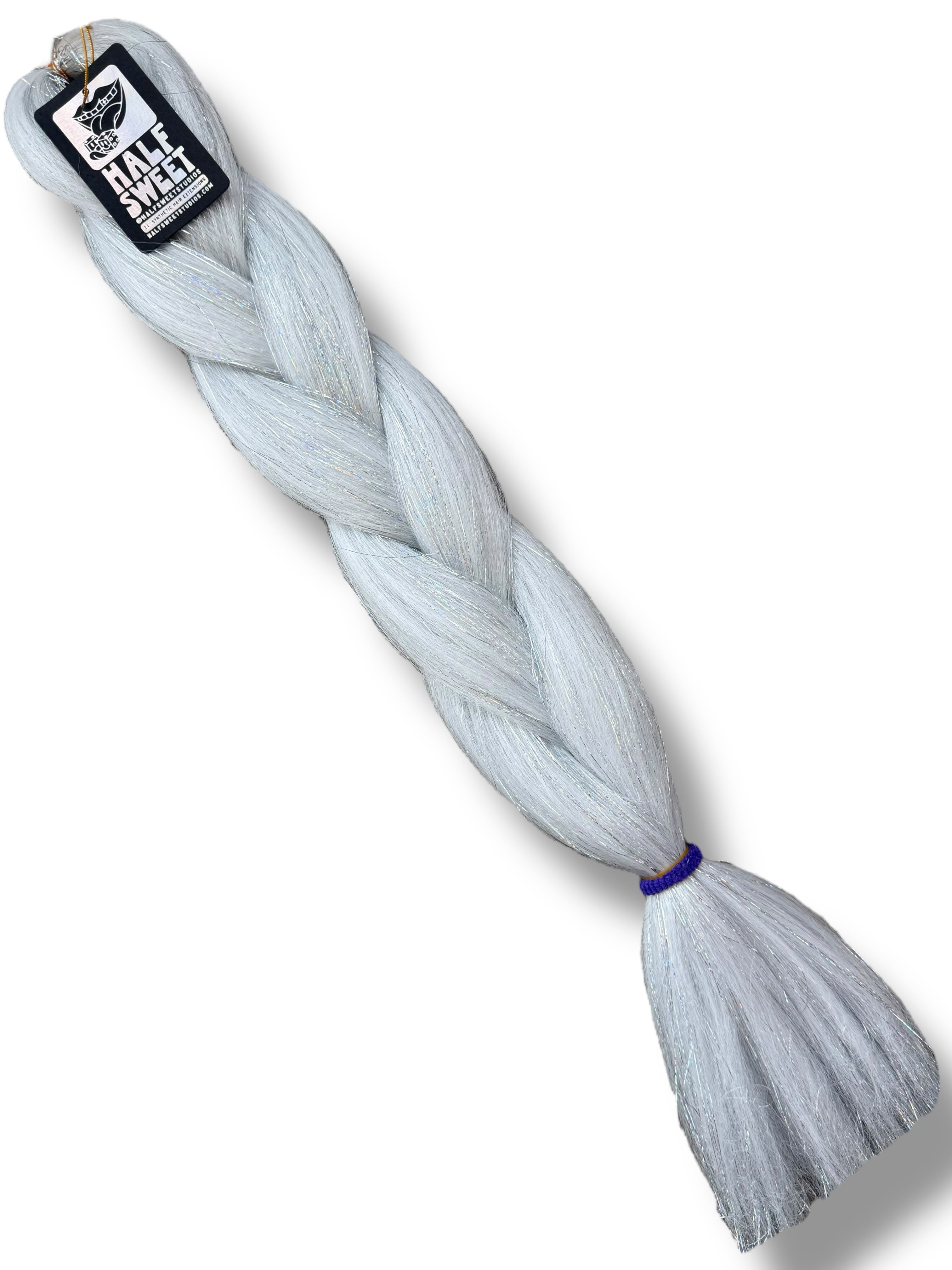 Silver Fox - White with Silver Tinsel Braiding Hair