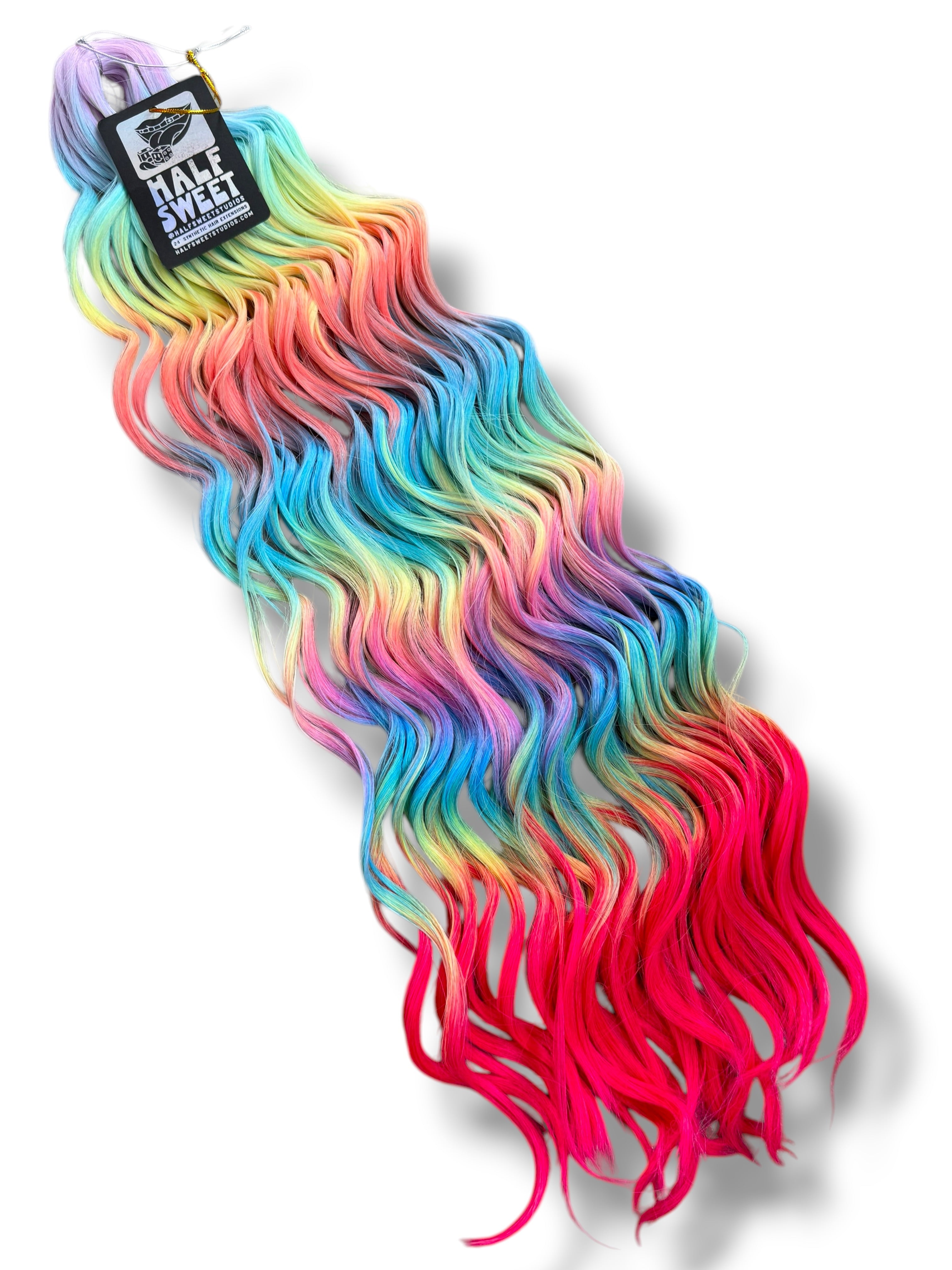 Fractal - Rainbow Ombré Wavy Hair Extensions