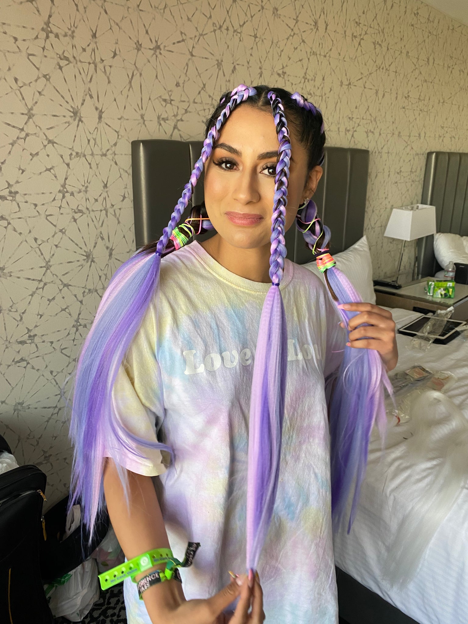 Purple online braiding hair